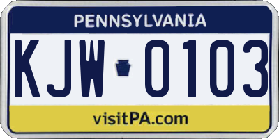 PA license plate KJW0103