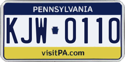 PA license plate KJW0110