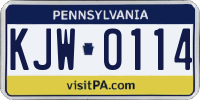 PA license plate KJW0114