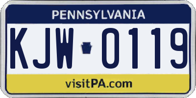 PA license plate KJW0119