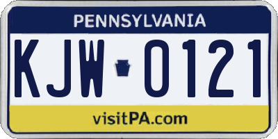 PA license plate KJW0121