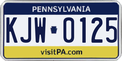 PA license plate KJW0125