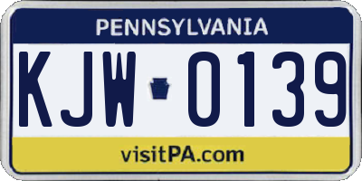 PA license plate KJW0139