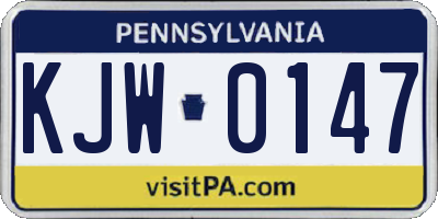 PA license plate KJW0147
