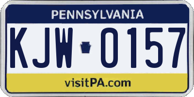 PA license plate KJW0157