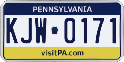 PA license plate KJW0171