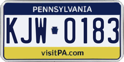 PA license plate KJW0183