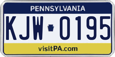 PA license plate KJW0195