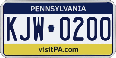 PA license plate KJW0200