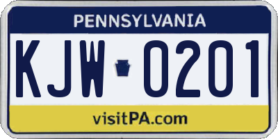 PA license plate KJW0201