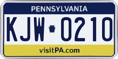 PA license plate KJW0210