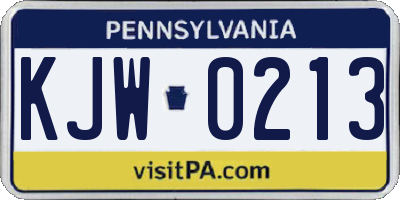 PA license plate KJW0213