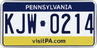 PA license plate KJW0214
