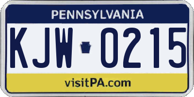 PA license plate KJW0215