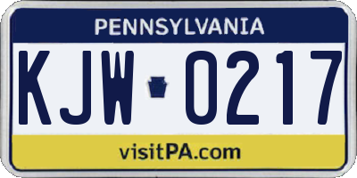 PA license plate KJW0217