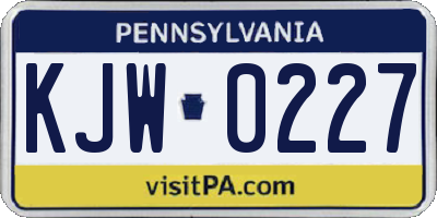 PA license plate KJW0227