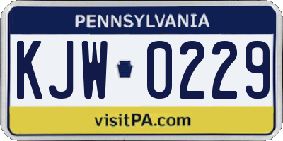 PA license plate KJW0229