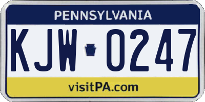 PA license plate KJW0247