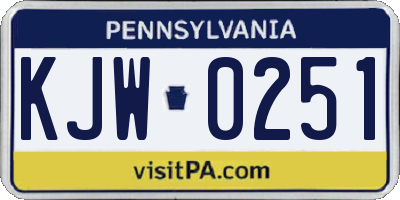 PA license plate KJW0251