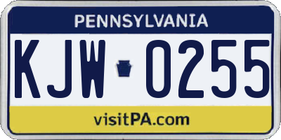 PA license plate KJW0255