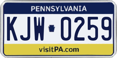 PA license plate KJW0259