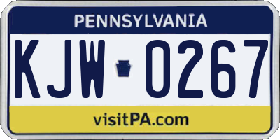 PA license plate KJW0267
