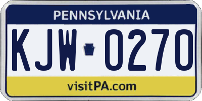 PA license plate KJW0270
