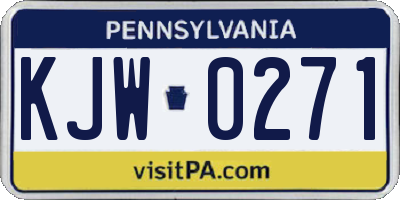 PA license plate KJW0271