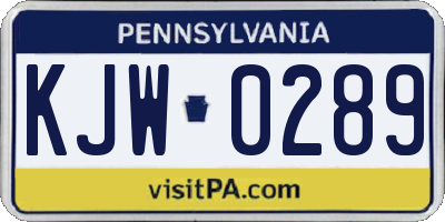 PA license plate KJW0289