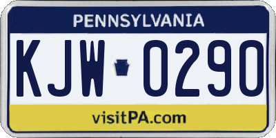 PA license plate KJW0290