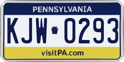 PA license plate KJW0293