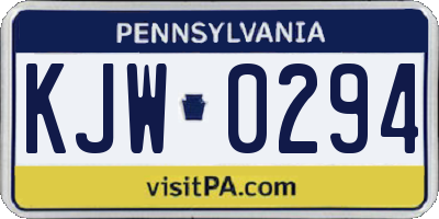 PA license plate KJW0294