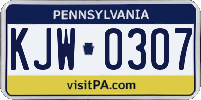 PA license plate KJW0307