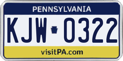 PA license plate KJW0322