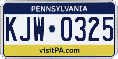 PA license plate KJW0325