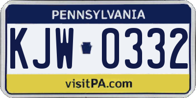 PA license plate KJW0332