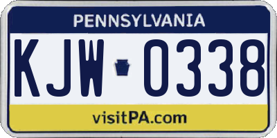 PA license plate KJW0338