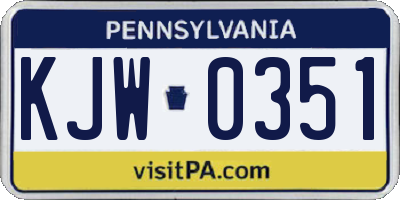 PA license plate KJW0351