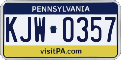 PA license plate KJW0357