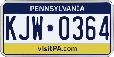 PA license plate KJW0364