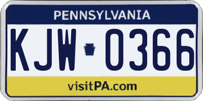 PA license plate KJW0366