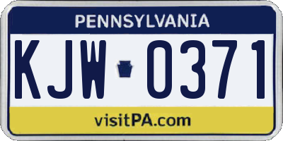 PA license plate KJW0371