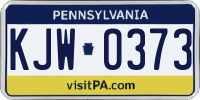 PA license plate KJW0373