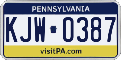 PA license plate KJW0387