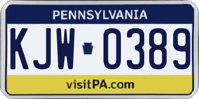 PA license plate KJW0389