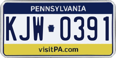 PA license plate KJW0391