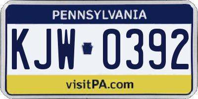 PA license plate KJW0392