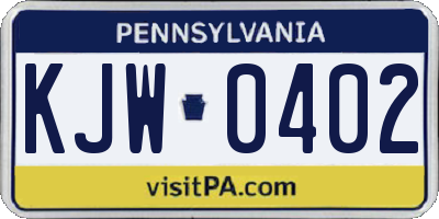 PA license plate KJW0402