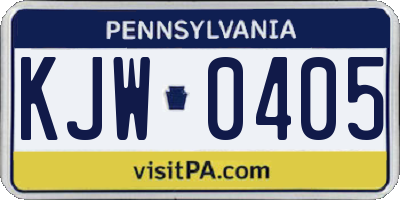 PA license plate KJW0405