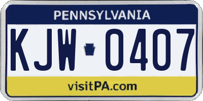 PA license plate KJW0407